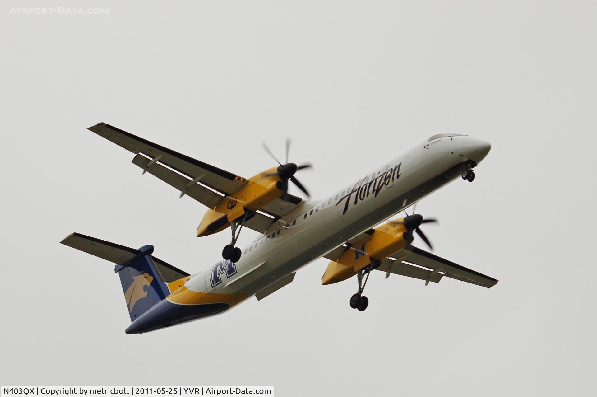 N403QX, 2001 De Havilland Canada DHC-8-402 Dash 8 C/N 4037, Landing at YVR