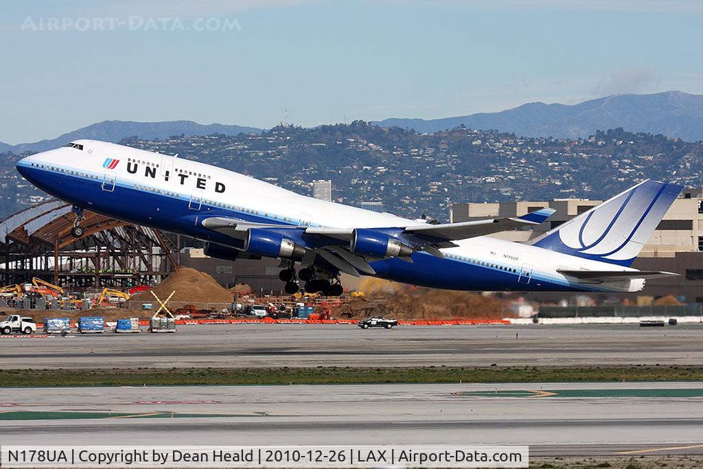 N178UA, 1990 Boeing 747-422 C/N 24385, United Airlines N178UA (FLT UAL839) departing RWY 25R en route to Sydney (YSSY).