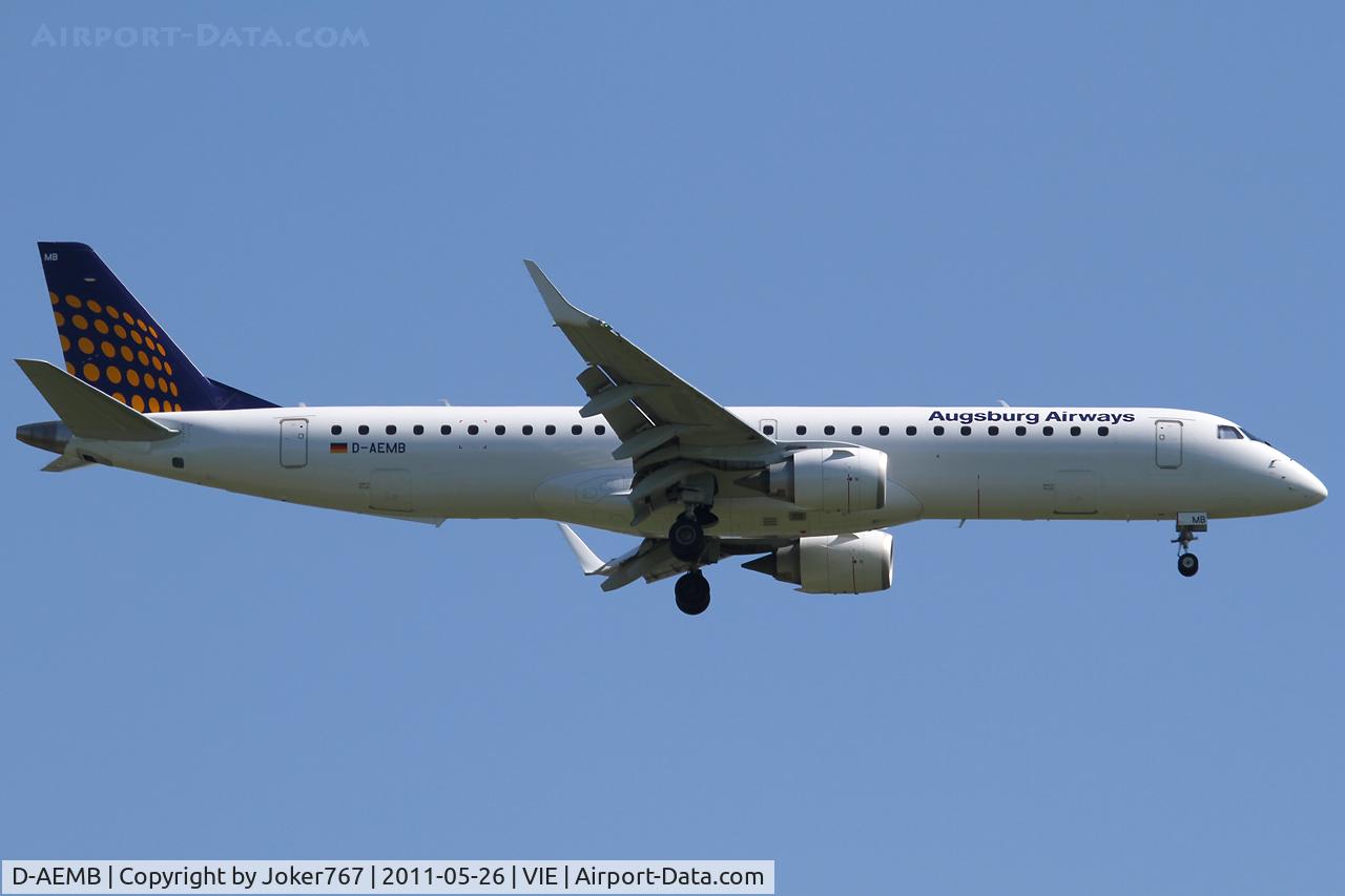 D-AEMB, 2009 Embraer 195LR (ERJ-190-200LR) C/N 19000297, Augsburg Airways