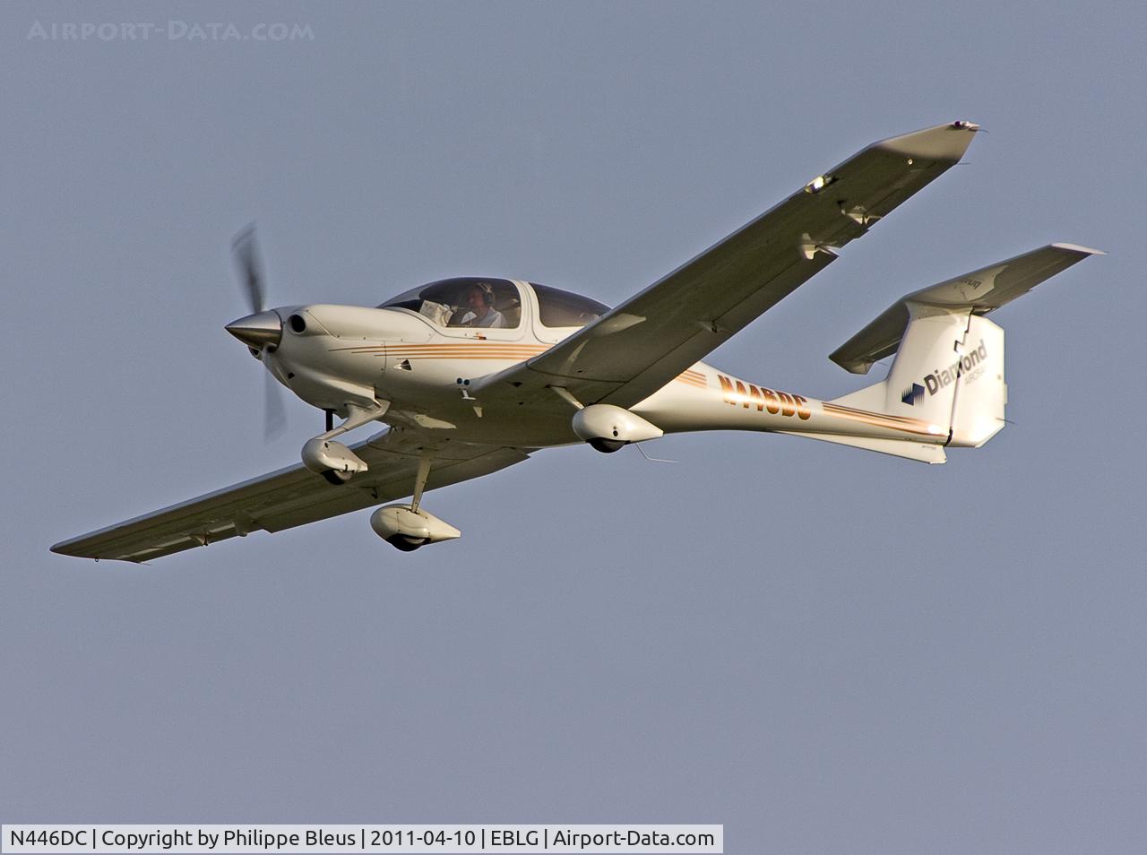 N446DC, 2004 Diamond DA-40 Diamond Star C/N 40.446, Short final rwy 05R in the late afternoon.