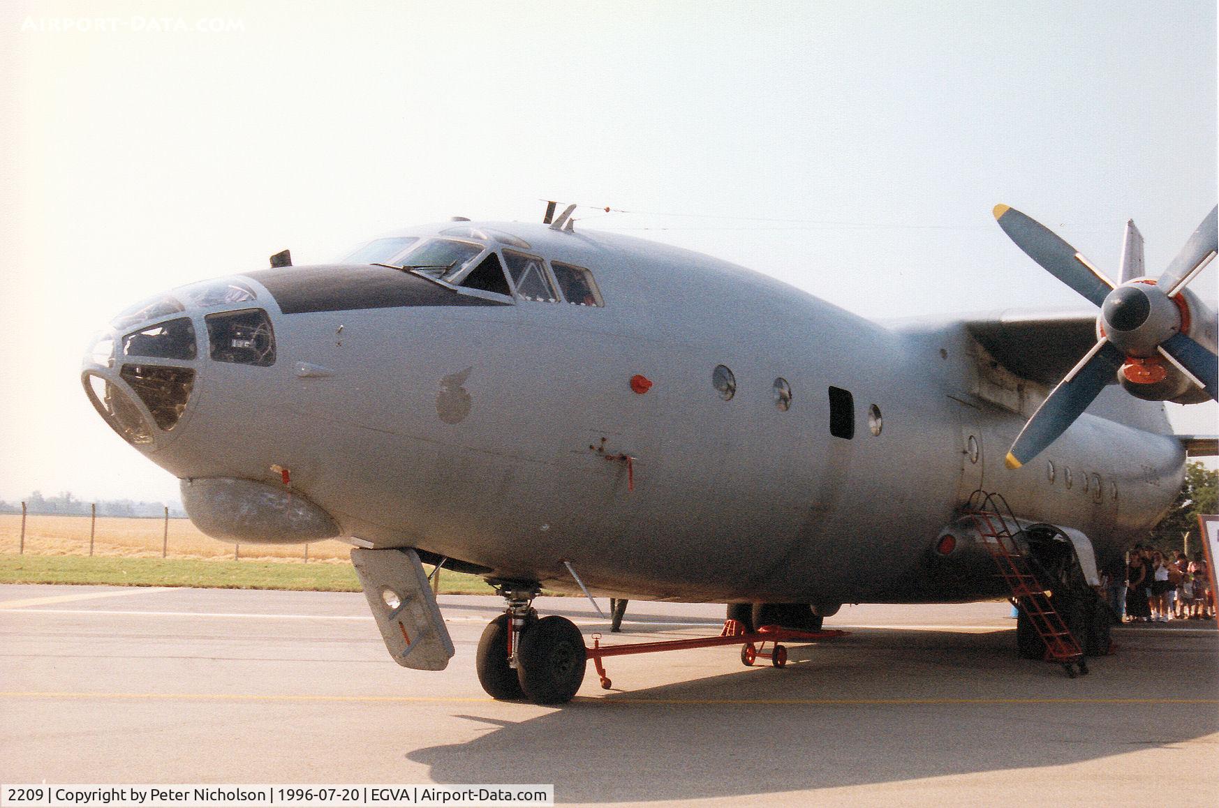 2209, 1964 Antonov An-12BP C/N 4342209, An-12BP Cub of 1 Squadron/32 Air Base Wing of the Slovak Air Force on display at the 1996 Royal Intnl Air Tattoo at RAF Fairford.