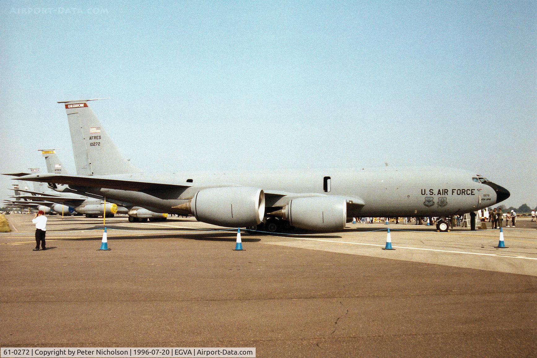 61-0272, 1961 Boeing KC-135R Stratotanker C/N 18179, KC-135R Stratotanker of 434th Air Refuelling Wing at Grissom AFB on display at the 1996 Royal Intnl Air Tattoo at RAF Fairford.