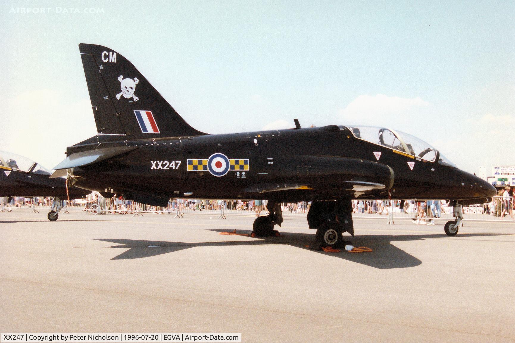 XX247, 1978 Hawker Siddeley Hawk T.1A C/N 083/312083, Hawk T.1A of 100 Squadron at RAF Leeming on display at the 1996 Royal Intnl Air Tattoo at RAF Fairford.