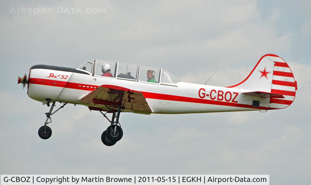 G-CBOZ, 1981 Bacau Yak-52 C/N 811308, SHOT AT HEADCORN