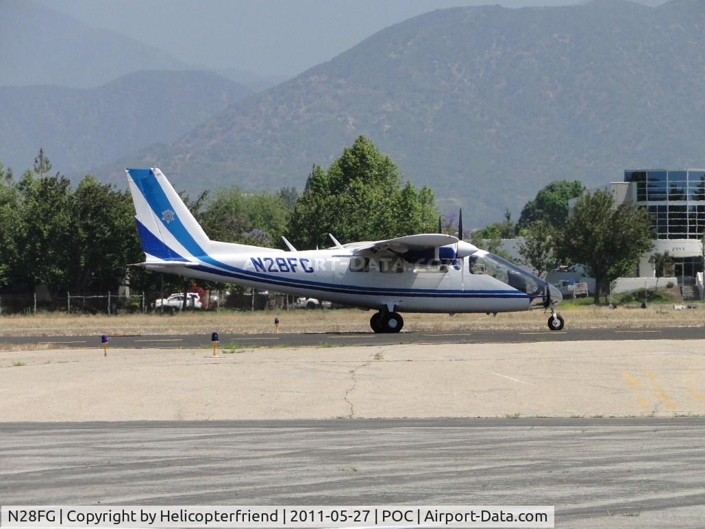 N28FG, 1984 Partenavia P-68 Observer C/N 325-18-OB, Taxiing down taxiway Sierra to runway 26L for take off and patrol