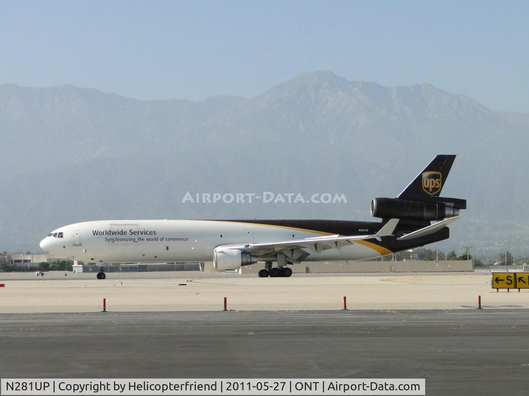 N281UP, 1993 McDonnell Douglas MD-11F C/N 48538, Just landed on runway 26L and preparing to turn back to go to UPS parking area