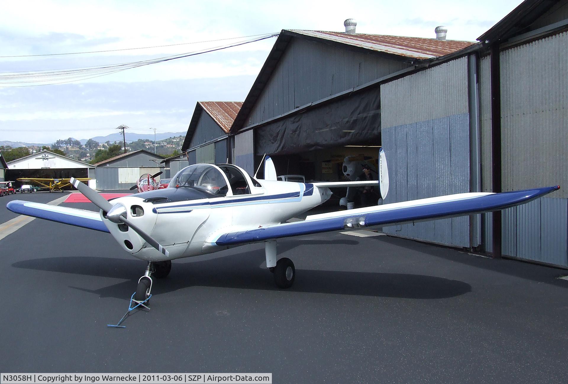 N3058H, 1946 Erco 415C Ercoupe C/N 3683, ERCO Ercoupe 415-C at Santa Paula airport during the Aviation Museum of Santa Paula open Sunday