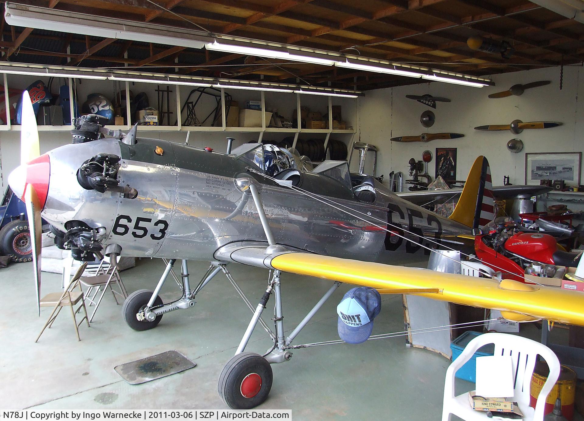 N78J, 1942 Ryan Aeronautical ST3KR C/N 1682, Ryan ST3KR (PT-22 Recruit) at Santa Paula airport during the Aviation Museum of Santa Paula open Sunday