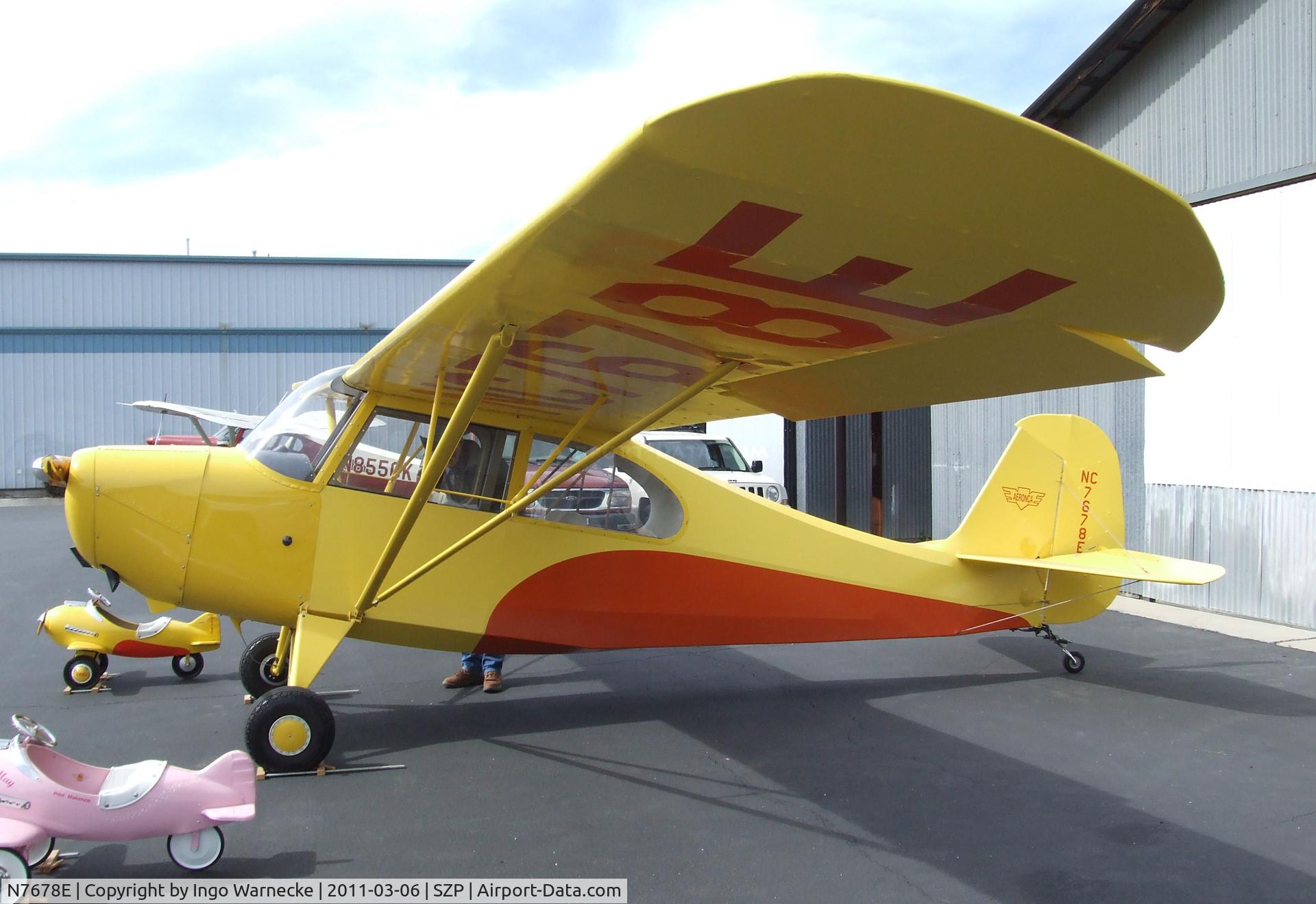 N7678E, 1946 Aeronca 7AC Champion C/N 7AC-3393, Aeronca 7AC Champion at Santa Paula airport during the Aviation Museum of Santa Paula open Sunday