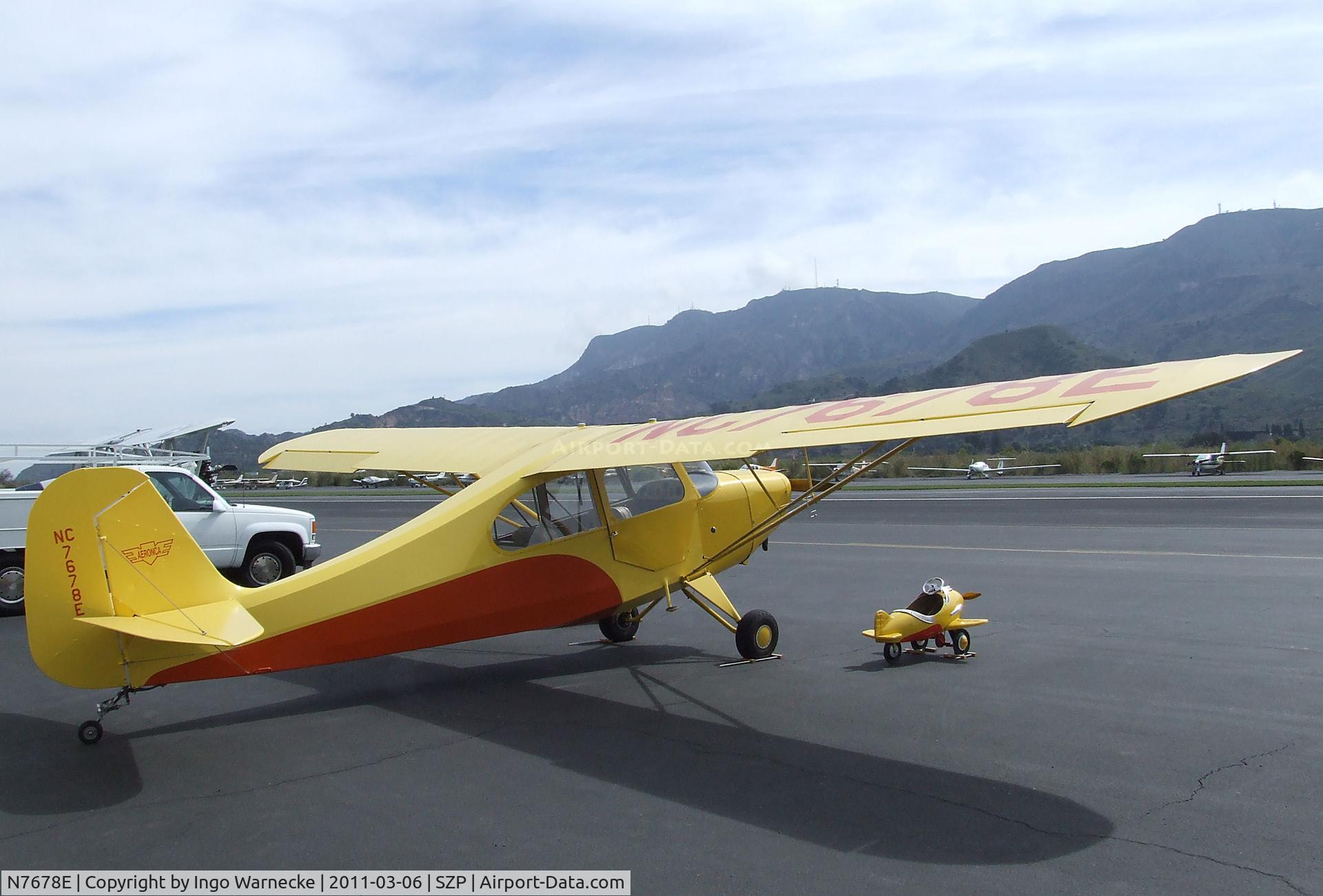 N7678E, 1946 Aeronca 7AC Champion C/N 7AC-3393, Aeronca 7AC Champion at Santa Paula airport during the Aviation Museum of Santa Paula open Sunday