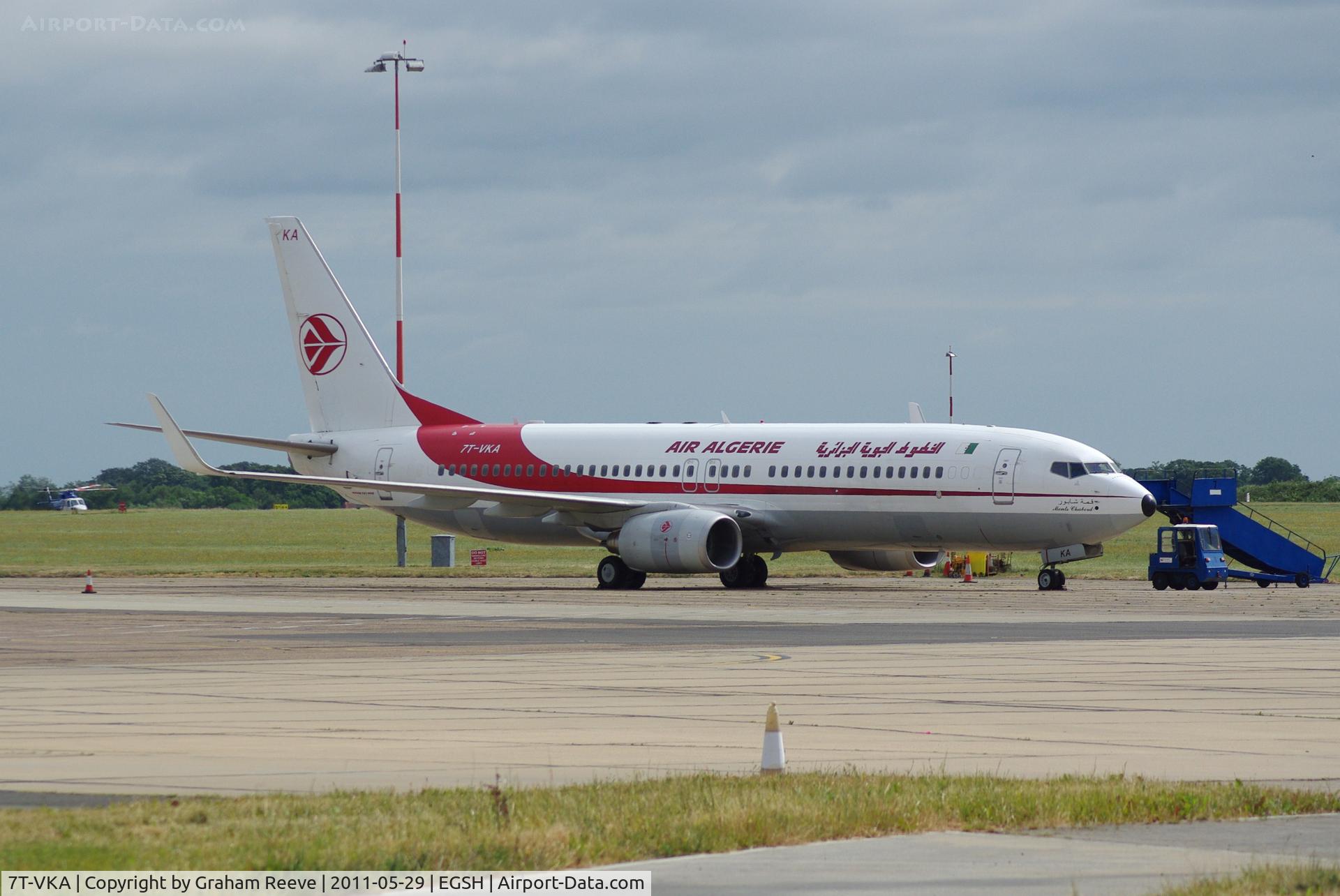 7T-VKA, 2005 Boeing 737-8D6 C/N 34164, An unusal visitor for Norwich.