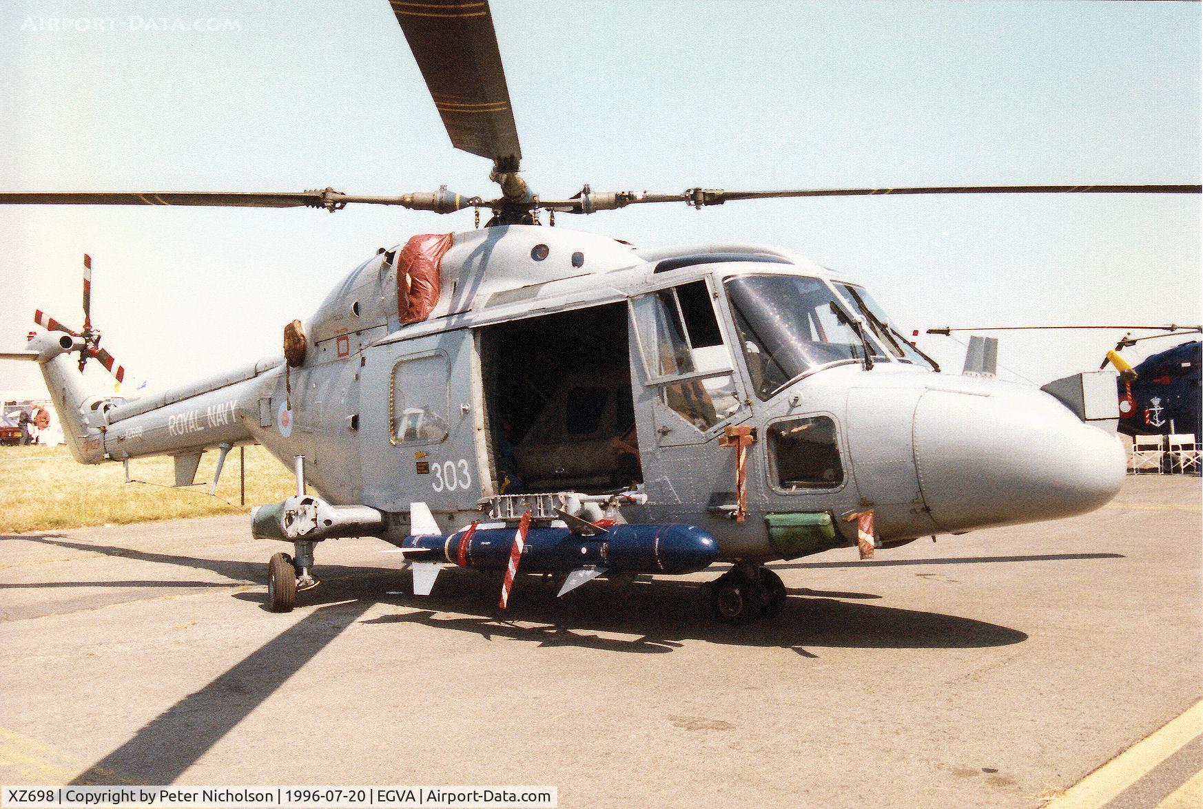 XZ698, Westland Lynx HAS.3S C/N 153, Lynx HAS.3S of 815 Squadron on display at the 1996 Royal Intnl Air Tattoo at RAF Fairford.