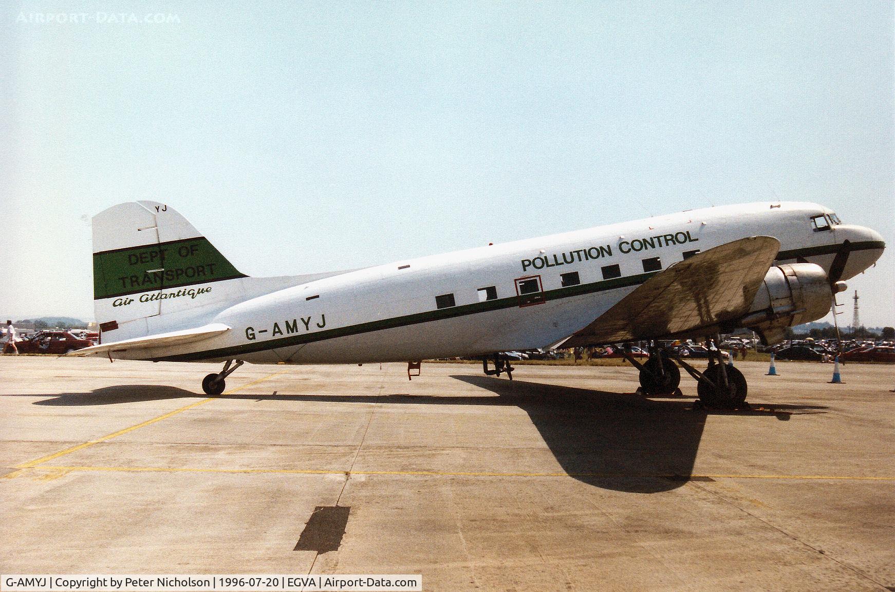 G-AMYJ, 1944 Douglas DC-3C-R-1830-90C (C-47B) C/N 15968/32716, Dakota IV of Air Atlantique under contract for the Dept of Transport for pollution control was a visitor to the 1996 Royal Intnl Air Tattoo at RAF Fairford.