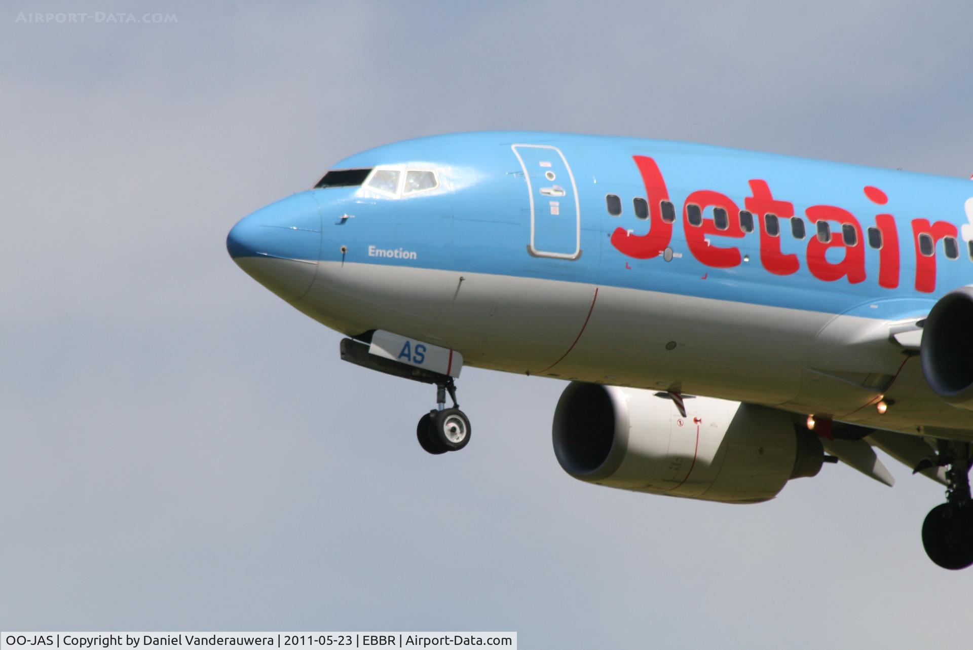 OO-JAS, 2008 Boeing 737-7K5 C/N 35144, Arrival of flight JAF1164 to RWY 25L