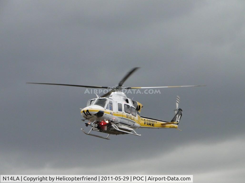 N14LA, 2005 Bell 412EP C/N 36393, On final to the LA County helipad area, on a very overcast, drizzly day
