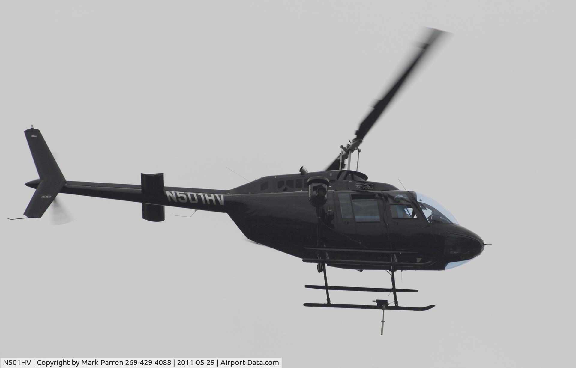 N501HV, 1980 Bell 206B JetRanger III C/N 2981, Video relay over Indy 500 - 2011