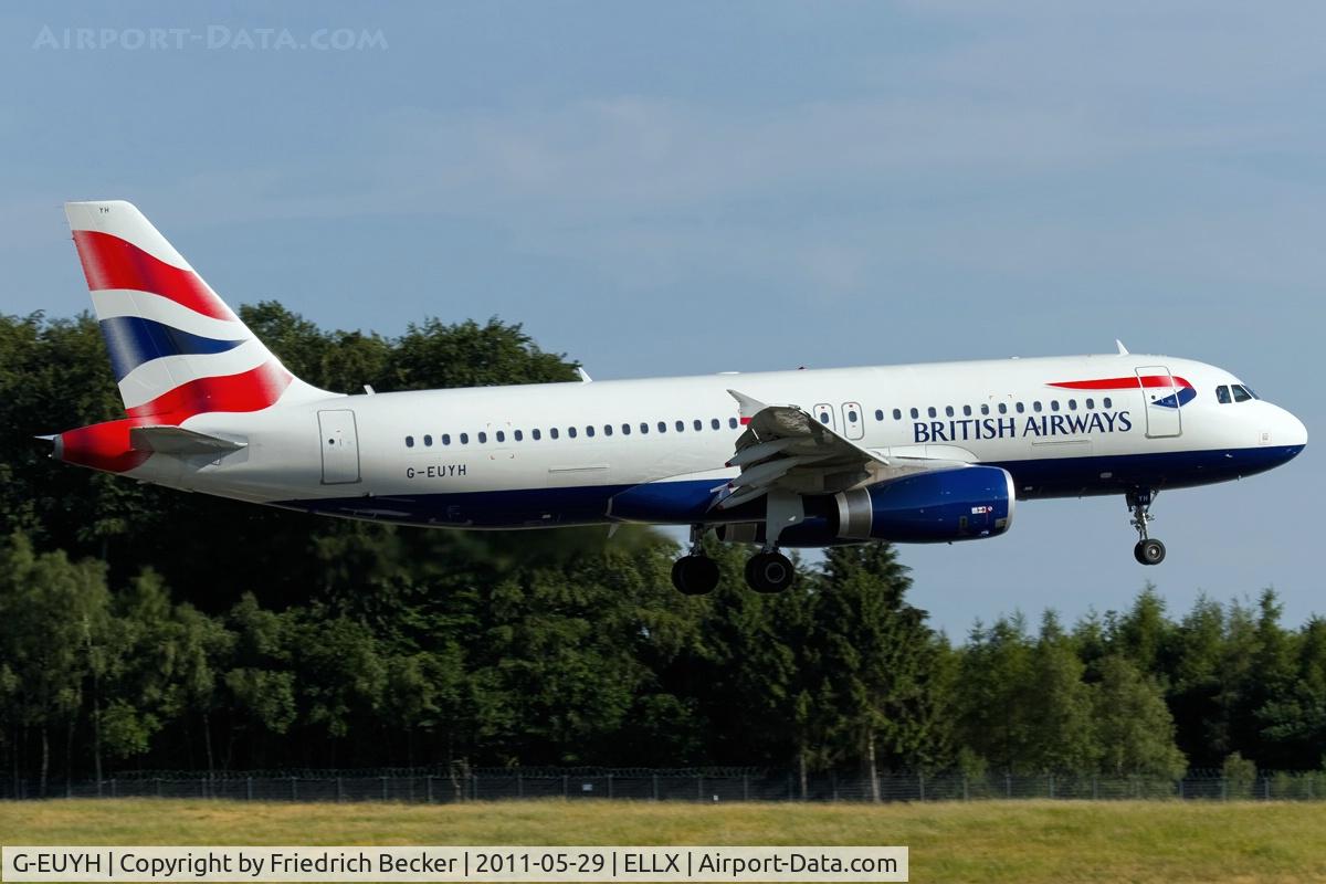 G-EUYH, 2010 Airbus A320-232 C/N 4265, on final RW24