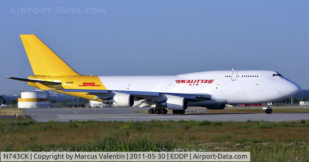 N743CK, 1993 Boeing 747-446 C/N 26350, Early Flight in Leipzig. The Kaltitta Air partner from DHL in the new Branding.