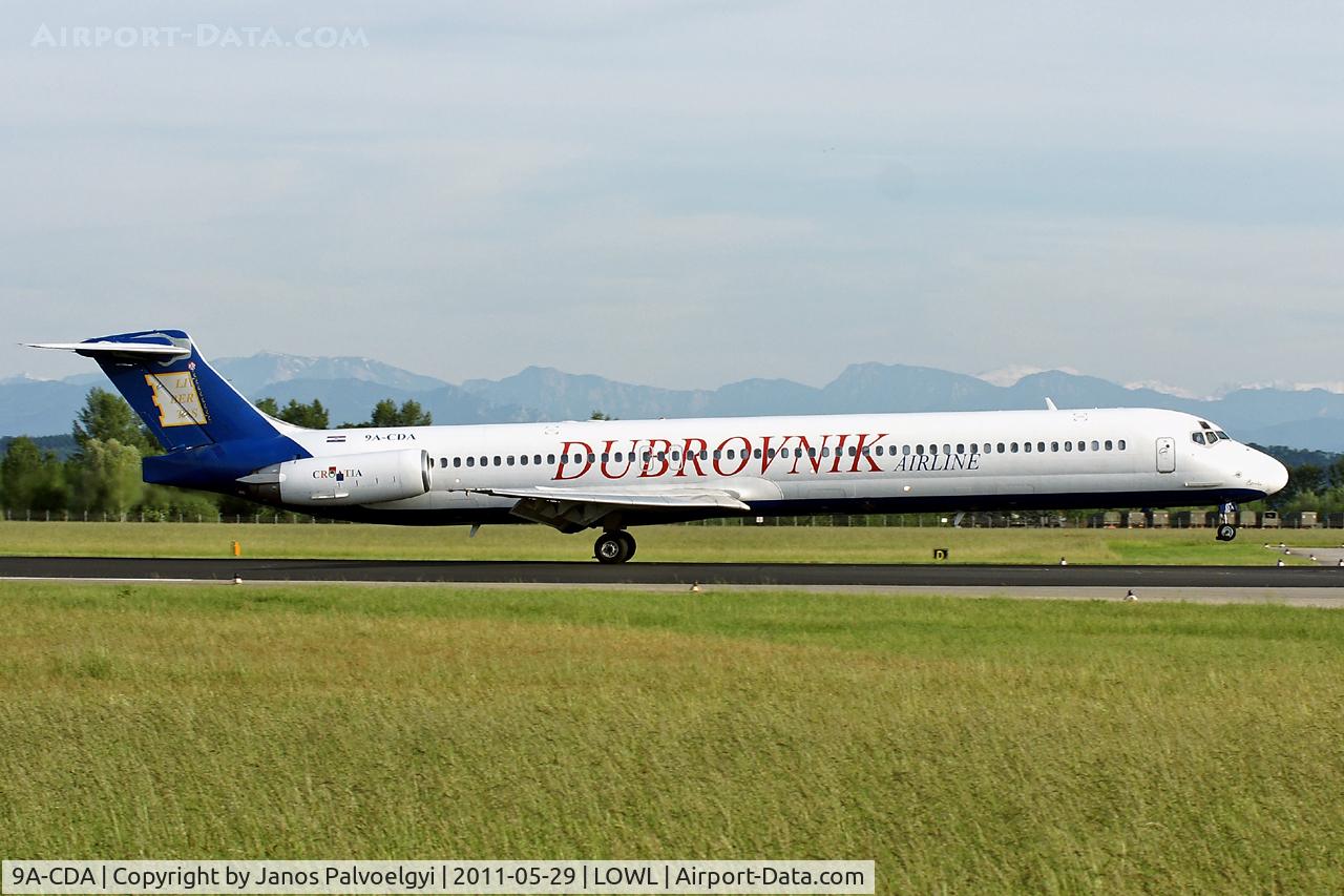 9A-CDA, 1987 McDonnell Douglas MD-83 (DC-9-83) C/N 49602, Dubrovnik Airline McDonnell Douglas MD-83 landing on RWY26 in LOWL/LNZ