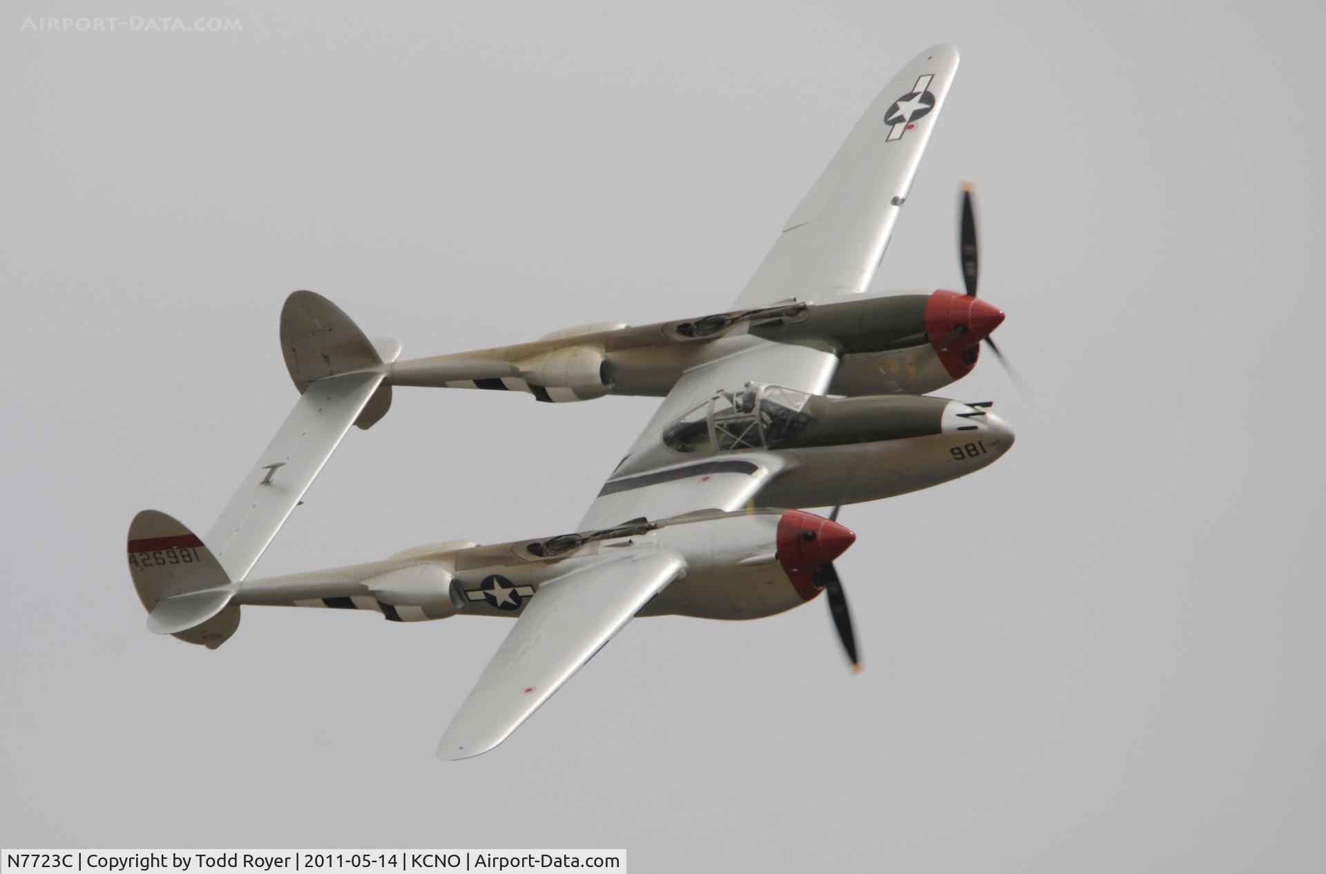 N7723C, 1944 Lockheed P-38L-5 Lightning C/N 7985, Chino airshow 2011