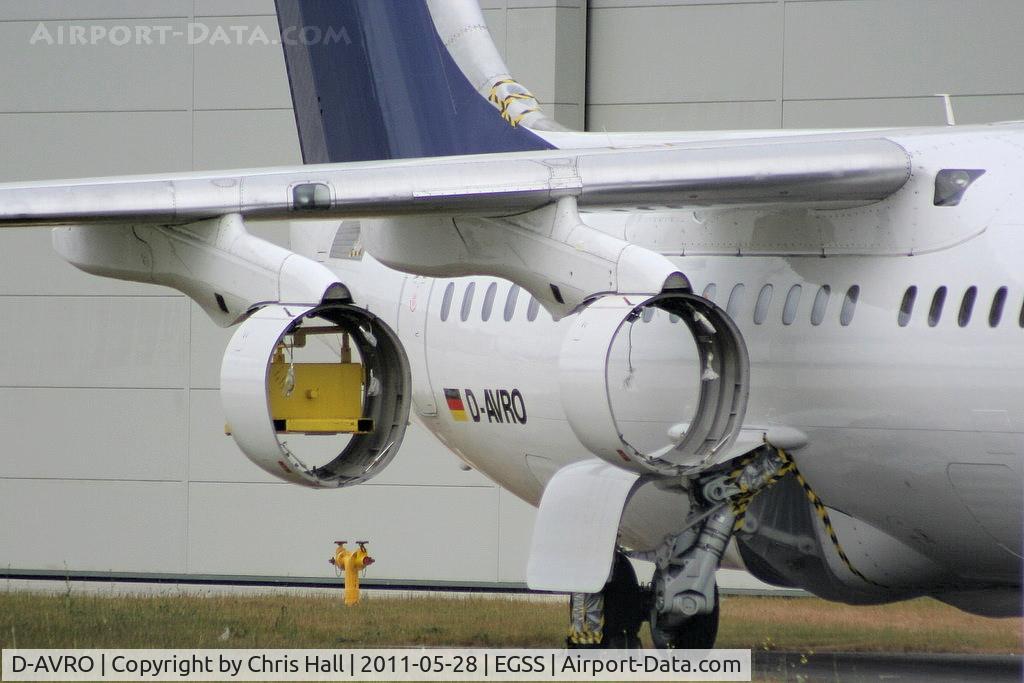 D-AVRO, 1994 British Aerospace Avro 146-RJ85 C/N E.2246, ex Lufthansa CityLine now stored at Stansted minus its engines