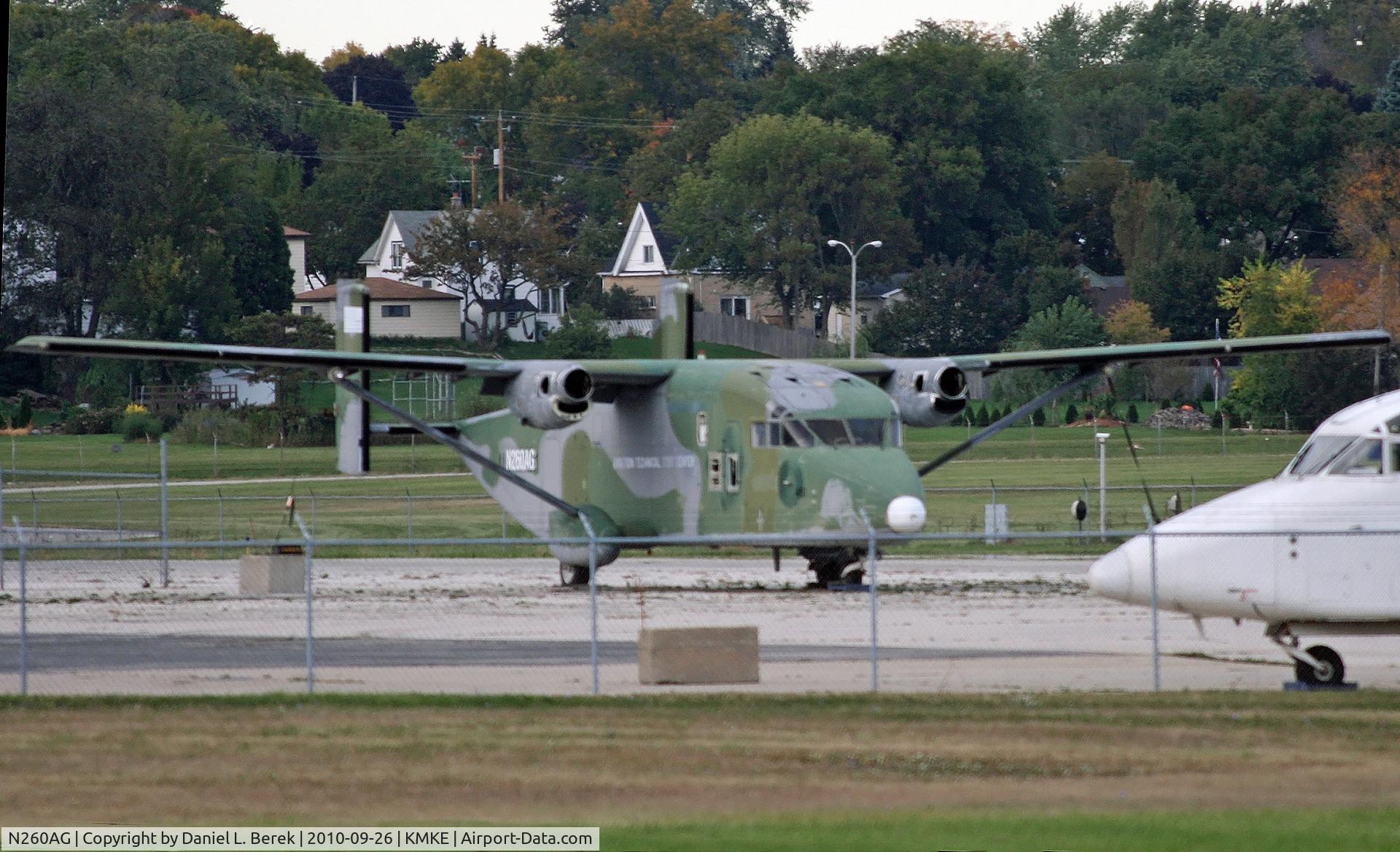 N260AG, Short C-23A Sherpa C/N SH3107, I don't know whether the camo paint denotes that this bird was a C-23 Sherpa.  She has been in storage at KMKE for some time now.
