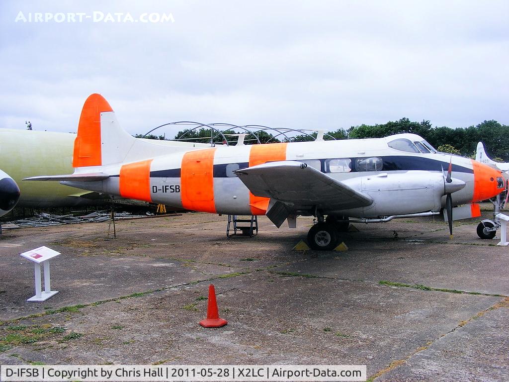 D-IFSB, De Havilland DH-104 Dove 2B C/N 04379, preserved at the de Havilland Aircraft Heritage Centre, London Colney