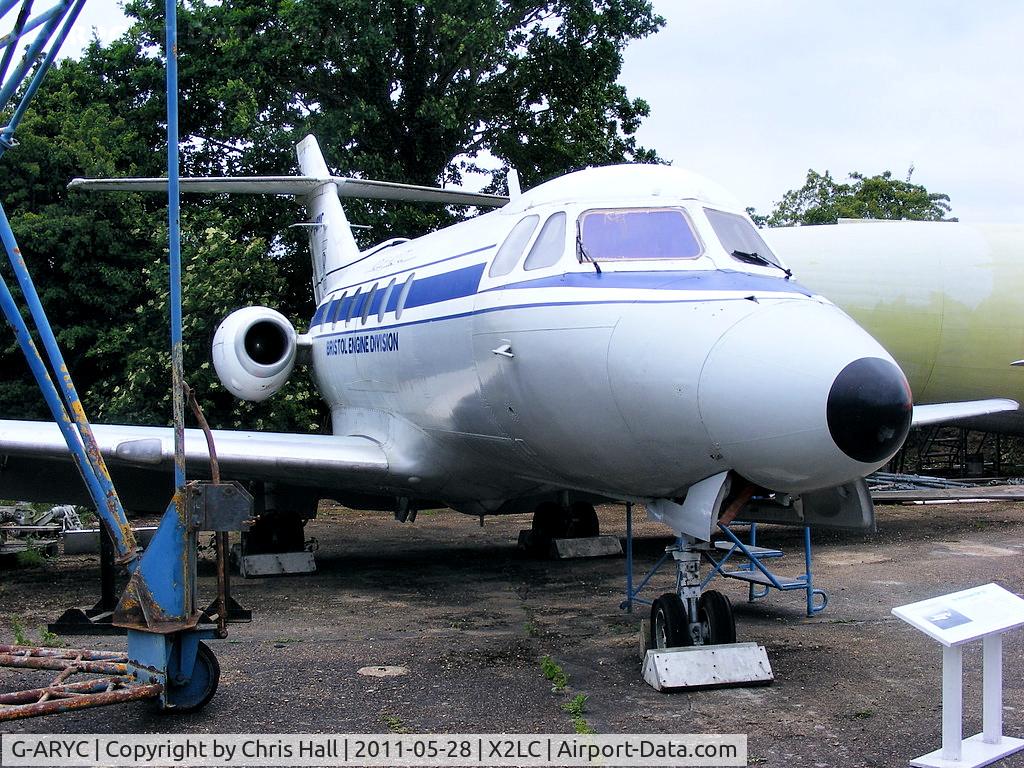 G-ARYC, 1963 De Havilland DH-125 Series 1/521 C/N 25003, preserved at the de Havilland Aircraft Heritage Centre, London Colney