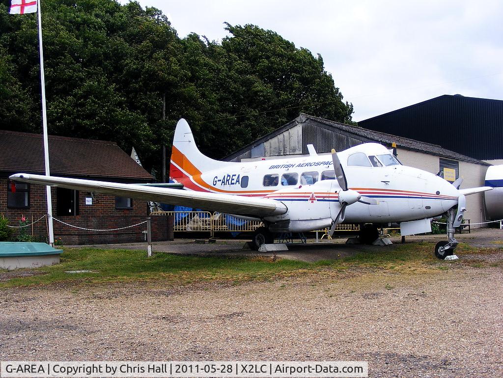 G-AREA, 1961 De Havilland DH-104 Dove 8 C/N 04520, preserved at the de Havilland Aircraft Heritage Centre, London Colney