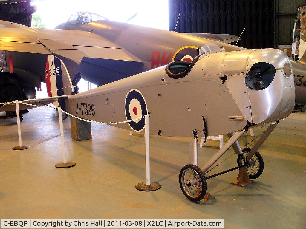 G-EBQP, 1924 De Havilland DH-53 Humming Bird C/N 114, preserved at the de Havilland Aircraft Heritage Centre, London Colney