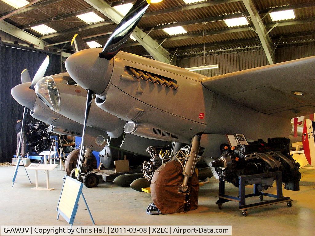 G-AWJV, De Havilland DH-98 Mosquito TT.35 C/N Not found G-AWJV, preserved at the de Havilland Aircraft Heritage Centre, London Colney