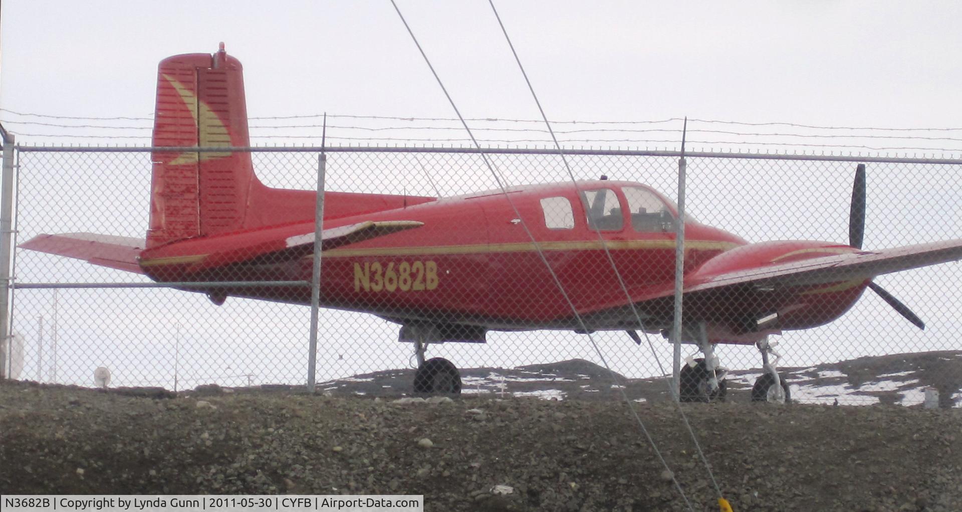 N3682B, 1954 Beech B50 C/N CH-103, N3682B at Iqaluit, Nunavut, Canada airport tonight. May 30, 2011.