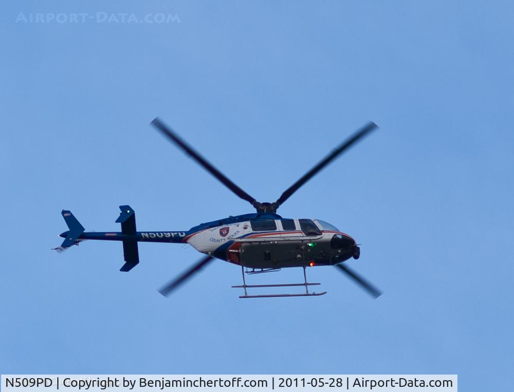N509PD, 2006 Bell 407 C/N 53703, Westchester County Police helicopter over Glen Island, New Rochelle, NY.