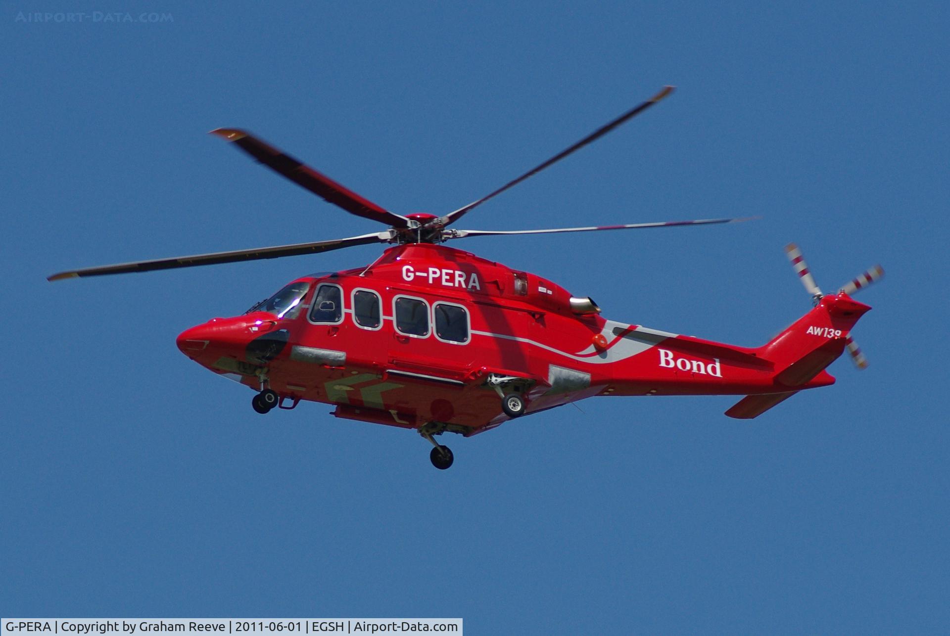 G-PERA, 2010 AgustaWestland AW-139 C/N 31322, Over flying Norwich.