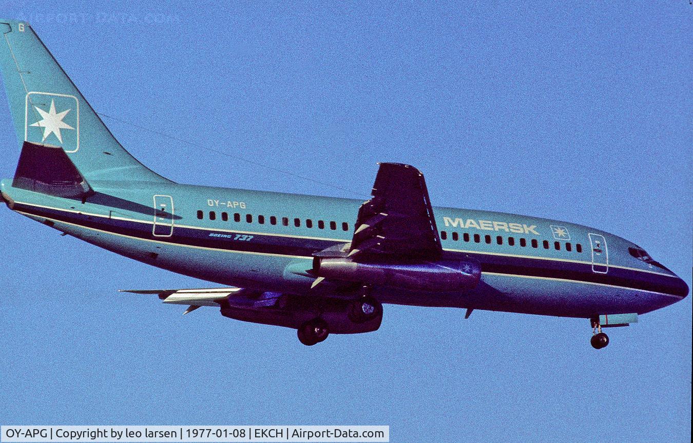 OY-APG, 1976 Boeing 737-2L9 C/N 21278, Landing i CPH 8.1.77