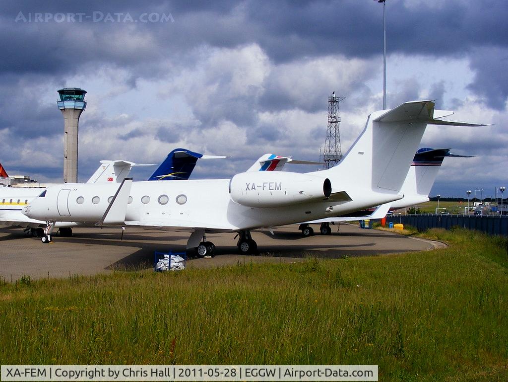 XA-FEM, 2010 Gulfstream Aerospace GV-SP (G550) C/N 5281, One of the many Biz Jets at Luton for the UEFA Champions League final 2011