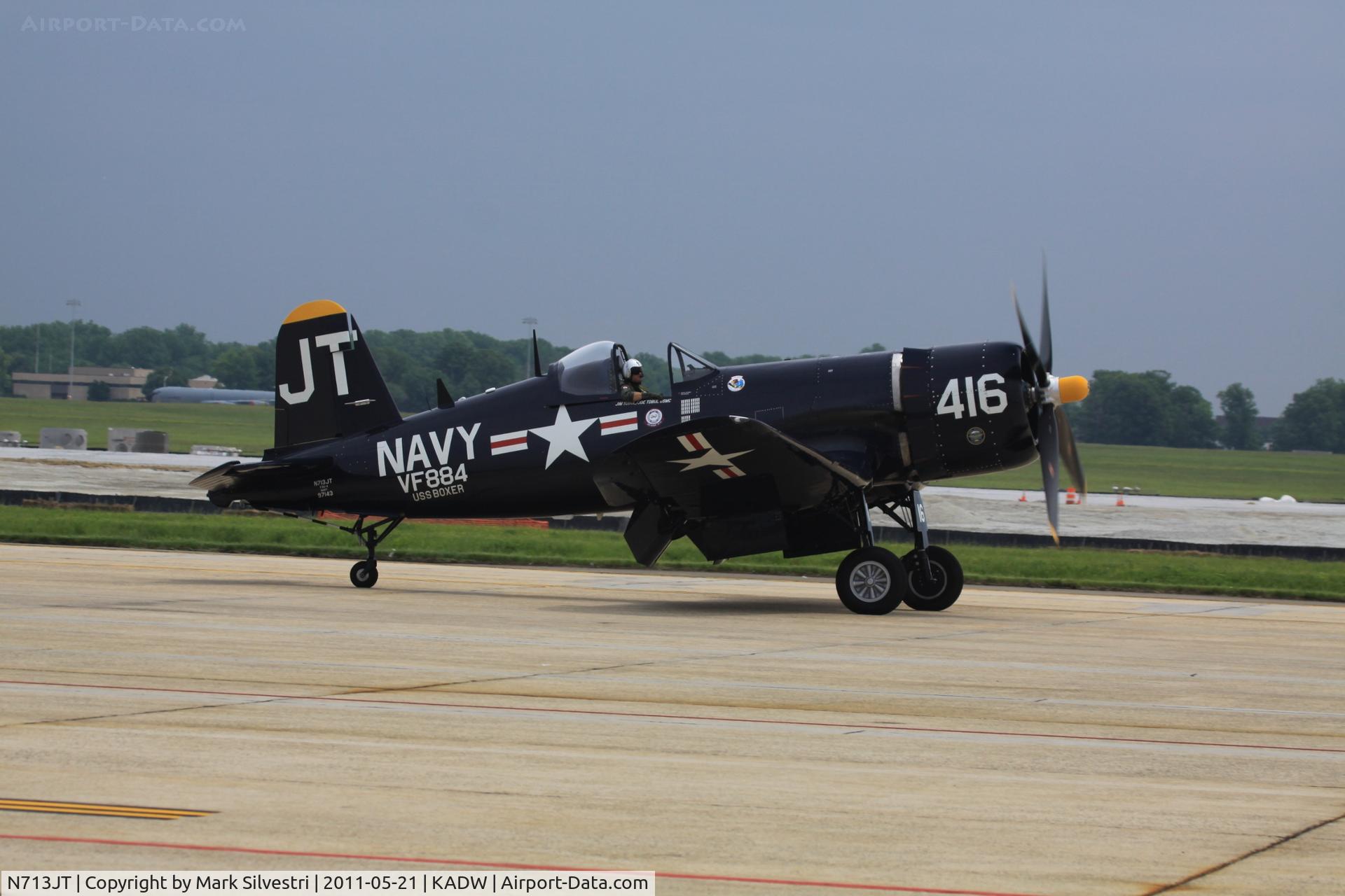N713JT, 1945 Vought F4U-4B Corsair C/N 97143, 2011 Joint Base Andrews Airshow