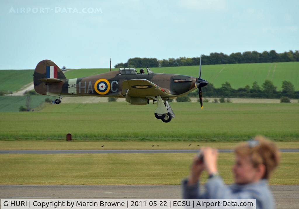 G-HURI, 1942 Hawker (CCF) Hurricane Mk12A C/N 72036, LANDING AT DUXFORD