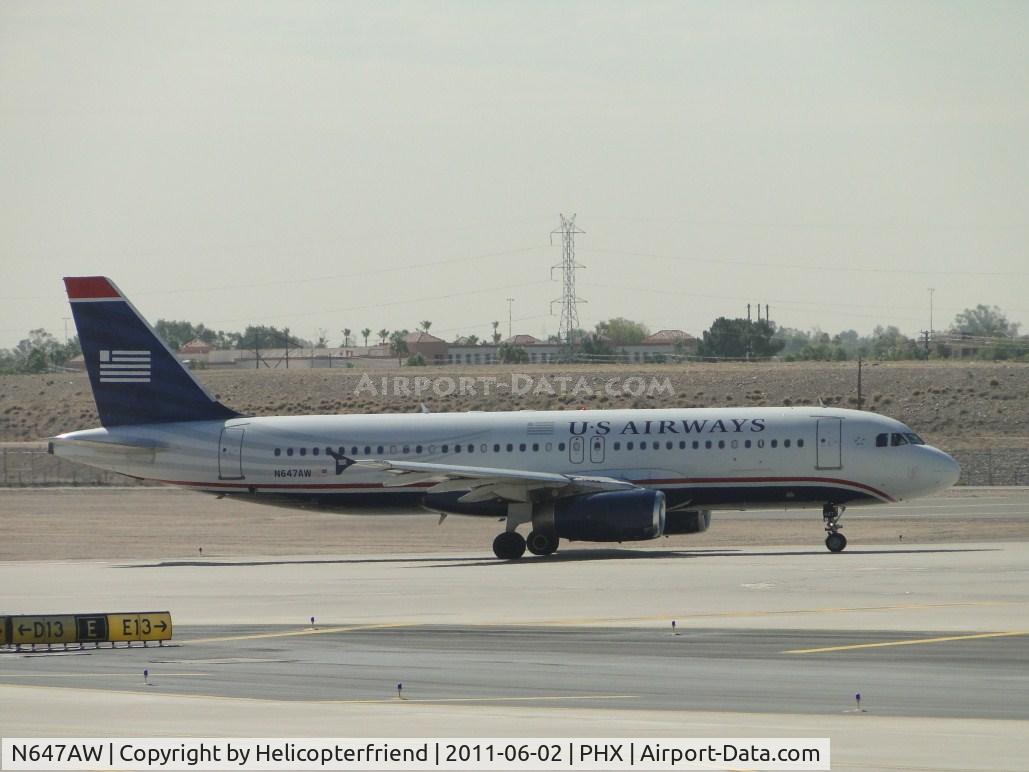N647AW, 1997 Airbus A320-232 C/N 762, Taxiing for take off at runway 25R