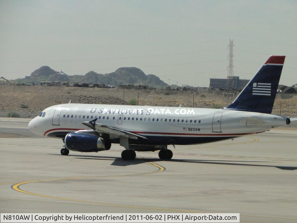 N810AW, 1999 Airbus A319-132 C/N 1116, Waiting to taxi for take off at runway 25R