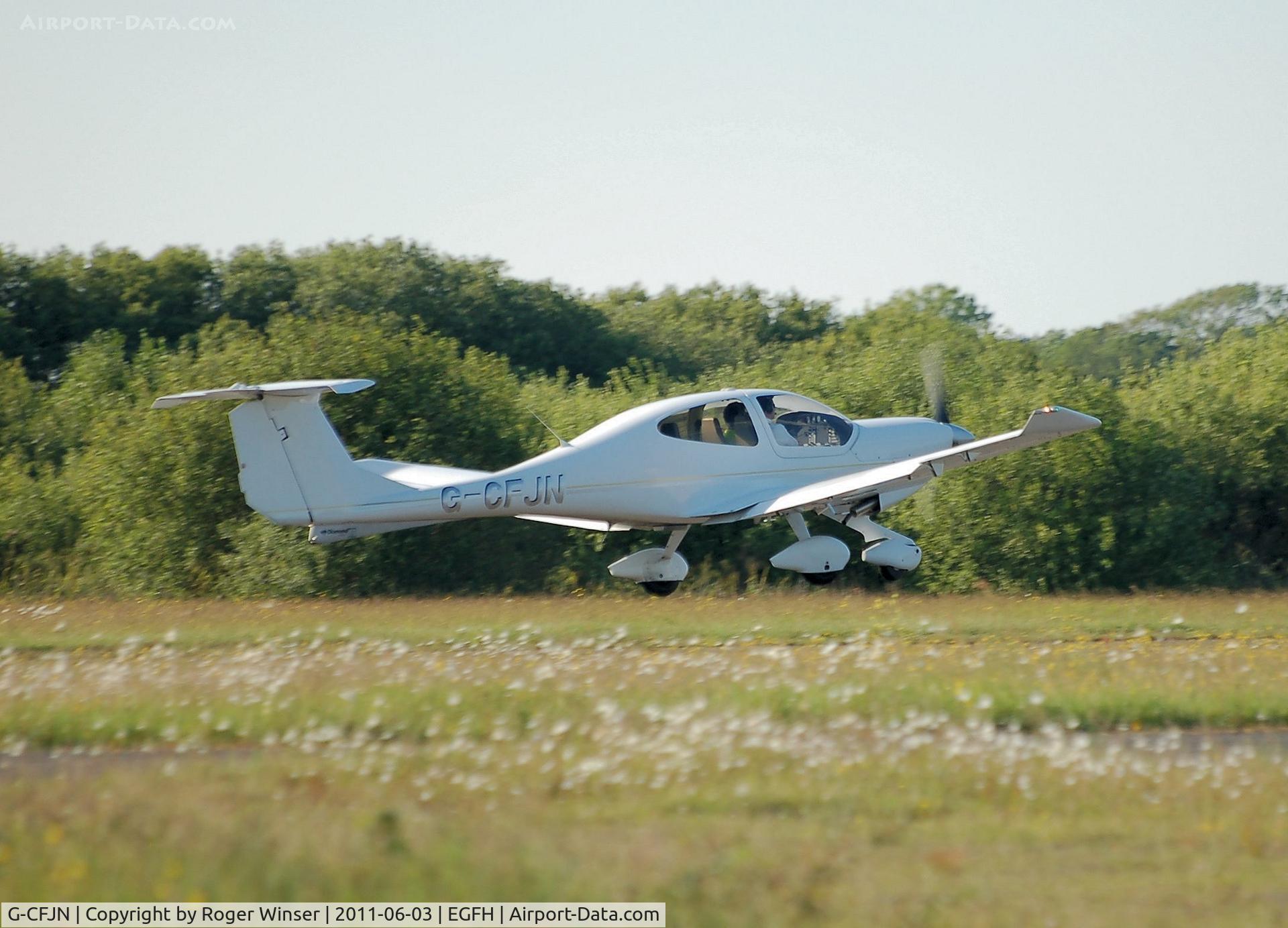 G-CFJN, 2007 Diamond DA-40D Diamond Star C/N D4.295, Atlantic Flight Training's Diamond Star departing Runway 04.