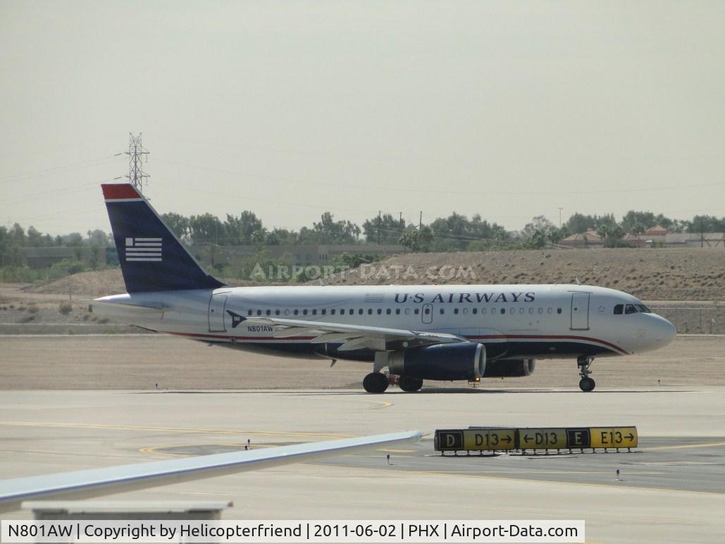 N801AW, 1998 Airbus A319-132 C/N 0889, Taxiing for take off at runway 25R