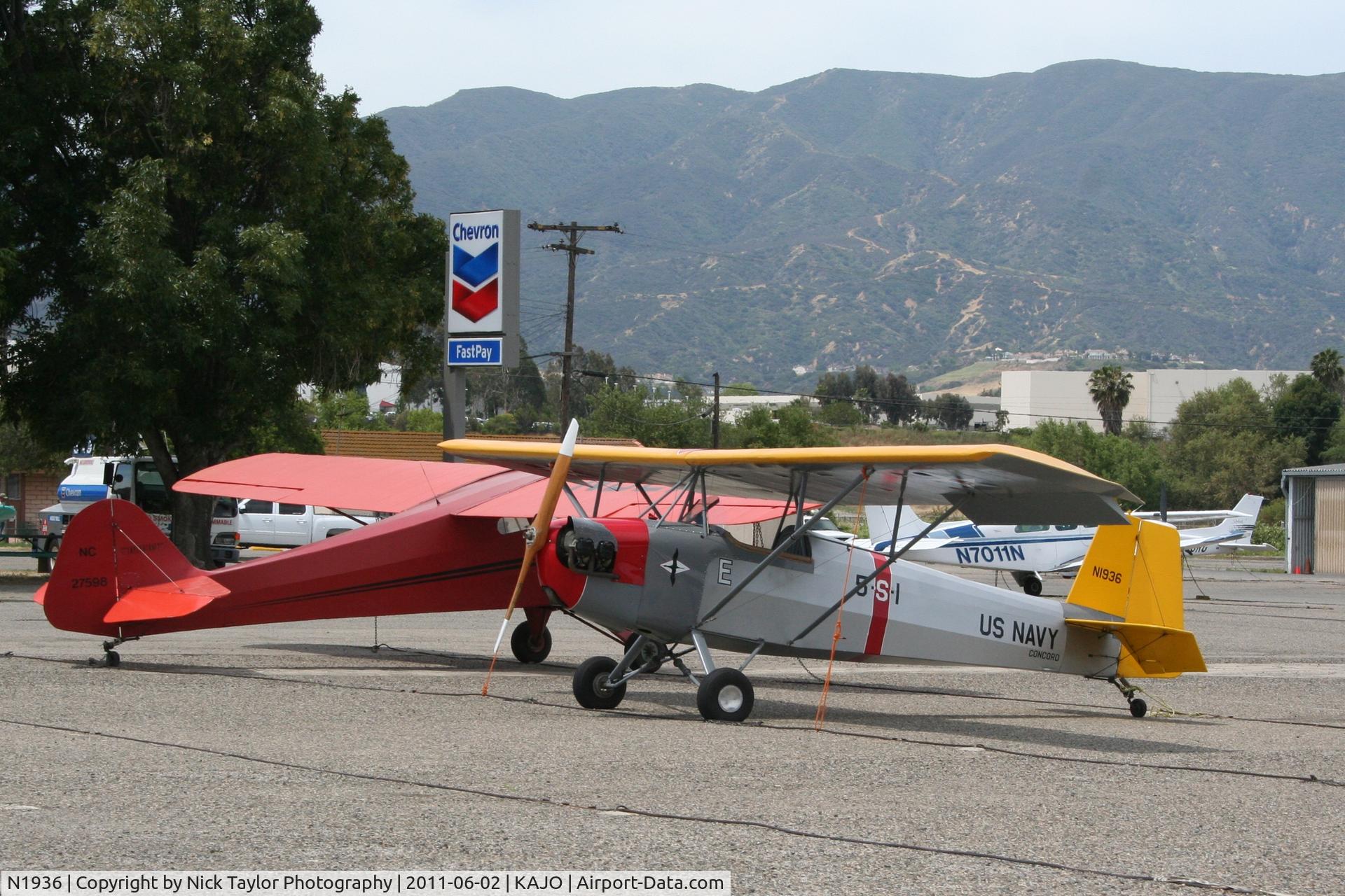 N1936, Corben Baby Ace C/N RDL2, Parked with Taylorcraft NC27598 at the East end of the field.