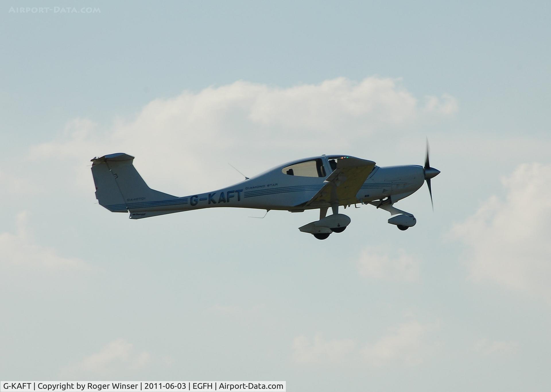 G-KAFT, 2005 Diamond DA-40D Diamond Star C/N D4.191, Atlantic Flight Training's Diamond Star departing Runwy 04.