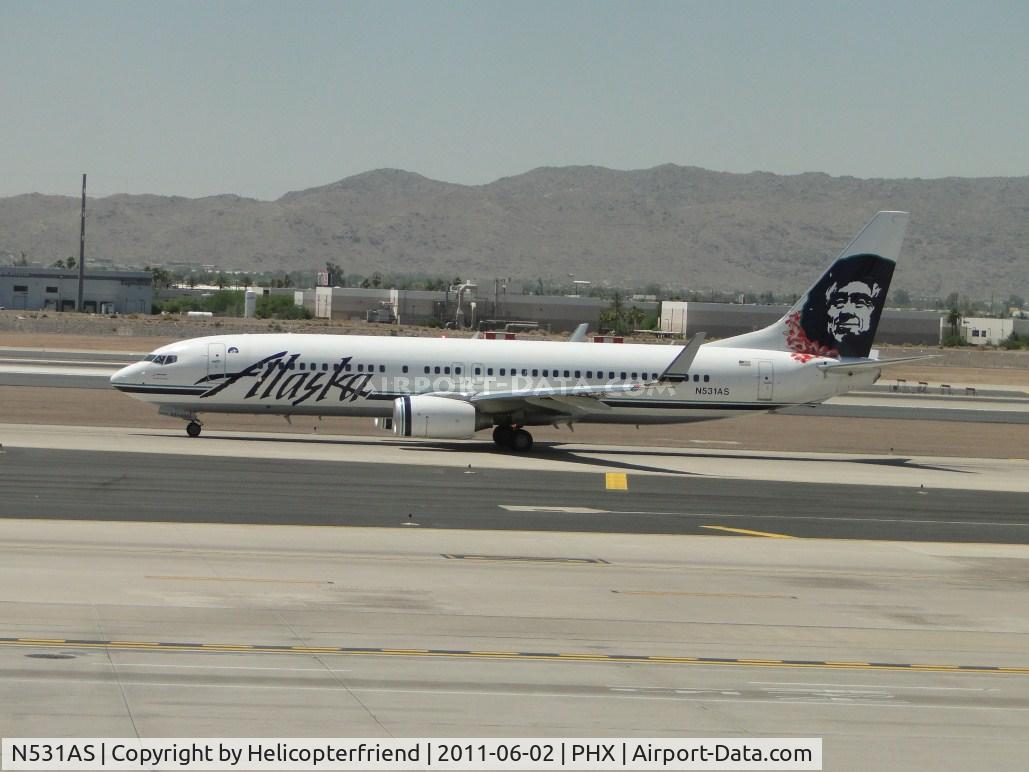 N531AS, 2010 Boeing 737-890 C/N 35199, Taxiing for take off at runway 25R