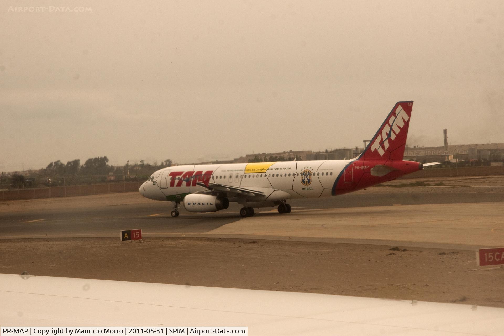 PR-MAP, Airbus A320-232 C/N 1857, It's not a soccer ball just an Airbus 320 showing that TAM is sponsor airline of the Brazilian national team.