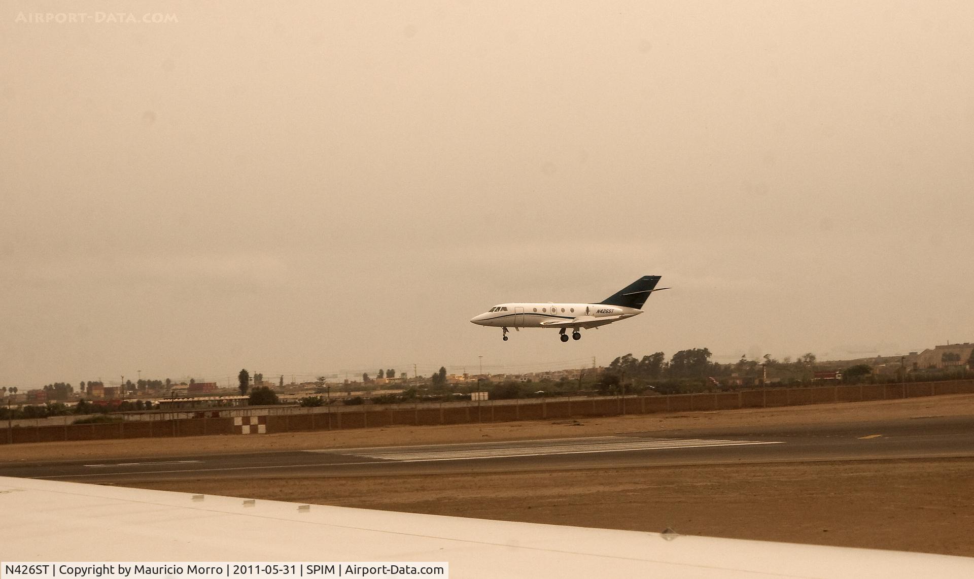 N426ST, 1980 Dassault Falcon (Mystere) 20 C/N 426, Dassault Mystere Falcon landing at Jorge Chavez