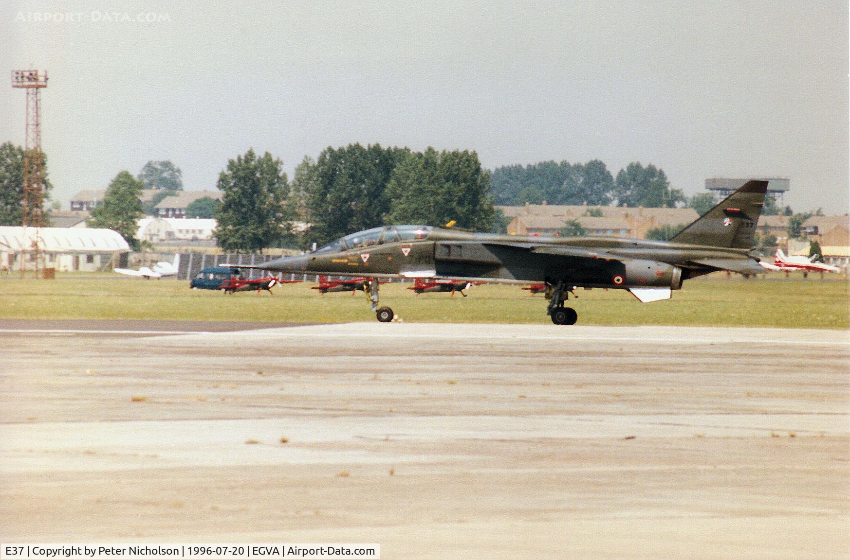 E37, Sepecat Jaguar E C/N E37, Jaguar E of the French Air Force's EC 02.00 preparing for take-off at the 1996 Royal Intnl Air Tattoo at RAF Fairford.