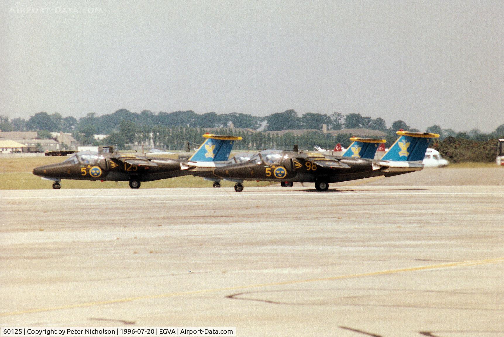 60125, Saab Sk.60A C/N 60-125, Saab Sk.60A of the Royal Swedish Air Force's display team Team 60 preparing for take-off together with companion 60098 at the 1996 Royal Intnl Air Tattoo at RAF Fairford.