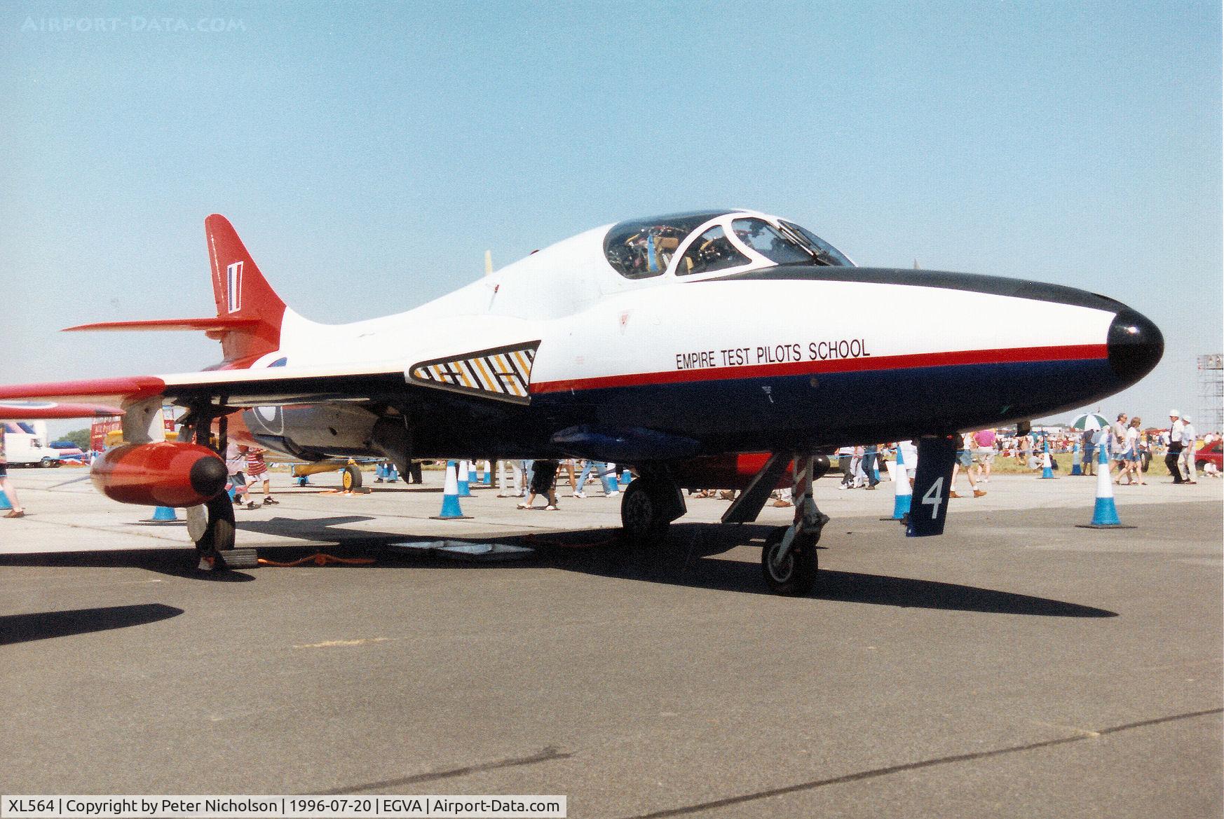 XL564, 1957 Hawker Hunter T.7 C/N 41H-693715, Hunter T.7 of the Empire Test Pilots School at Boscombe Down on display at the 1996 Royal Intnl Air Tattoo at RAF Fairford.